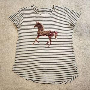Old Navy striped blouse with unicorn sequin Girl Size XXL